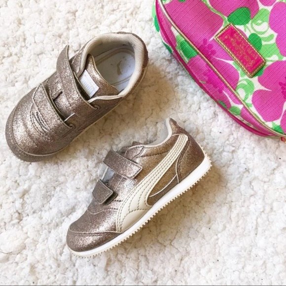 Puma Other - Silver & Gold Steeple Glitz Glam V Leather Sneaker